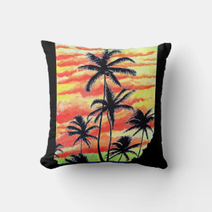 Coussin Palmiers de Coco-Coques Couchés De Soleil Hawaïen