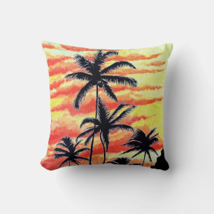 Coussin Palmiers de Coco-Coques Couchés De Soleil Hawaïen