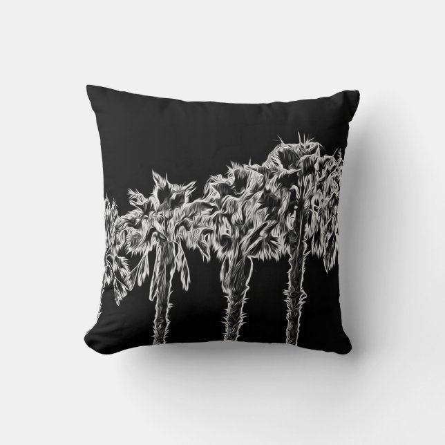 Coussin Palmiers noirs et blancs Jeter l'oreiller (Recto)