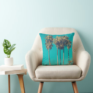 Coussin Palmiers tropicaux Californie Rétro