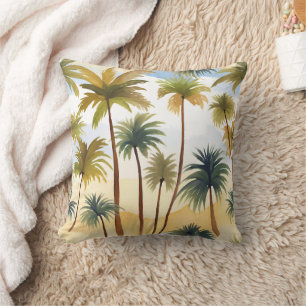 Coussin Palmiers Tropicaux   Peinture Aquarelle de Plage