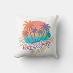 Coussin Palmiers USA 250 Ans Patriotique Désert Lever du S