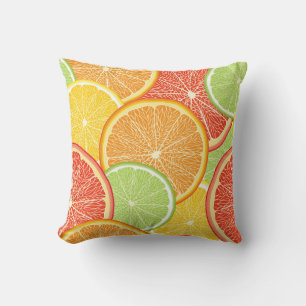 Coussin Pamplemousse et arrière - plan abstrait orange.