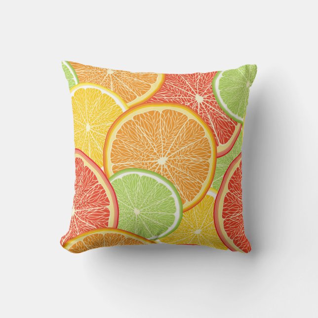 Coussin Pamplemousse et arrière - plan abstrait orange. (Recto)