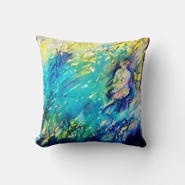 COUSSIN PAN JOUER FLUTE ET CERF EN BOIS VERT (Recto)