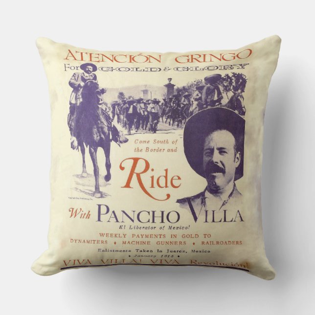 Coussin Pancho Villa 🔥 Héros Général Mexicain (Recto)