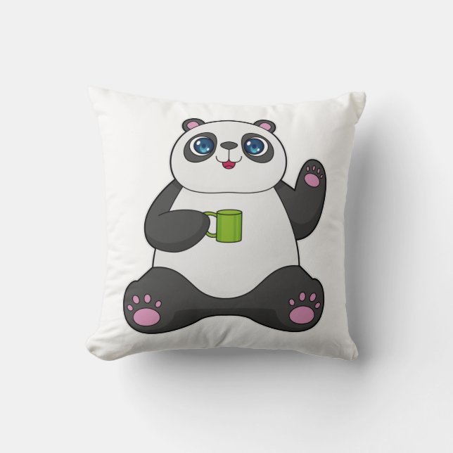 Coussin Panda avec tasse de café (Recto)