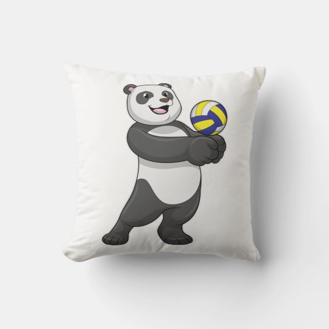 Coussin Panda comme joueur de volleyball avec volleyball (Recto)