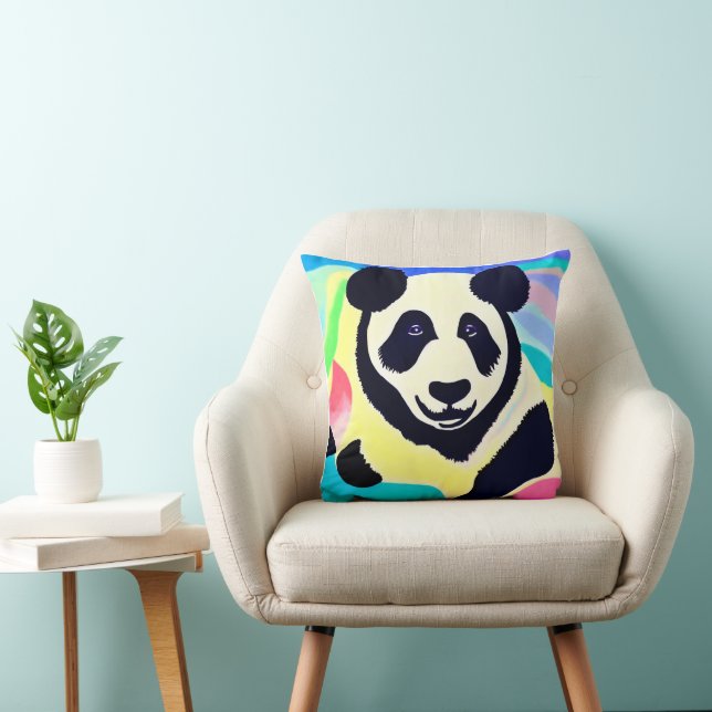 Coussin  Panda fond multicolore (Chaise)