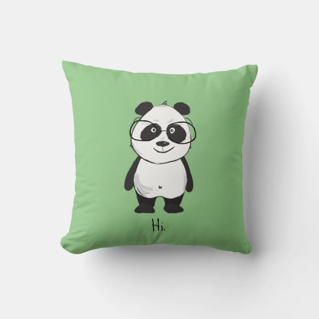 Coussin Panda mignonne avec lunettes (Recto)