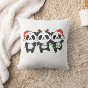 Coussin Panda Noël Animaux mignons Pandas Thro