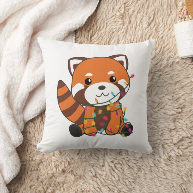 Coussin Panda Rouge Noël Neige Animaux d'hiver Pandas (Couverture)