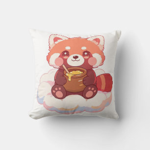Coussin Panda roux mignon