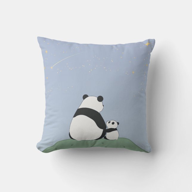 Coussin Panda Sous Les Étoiles (Recto)