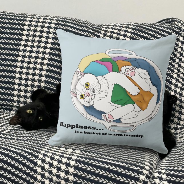 Coussin Panier de linge de chat blanc confortable drôle bl (Créateur téléchargé)