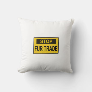 Coussin Panneau commercial Stop Fur jaune
