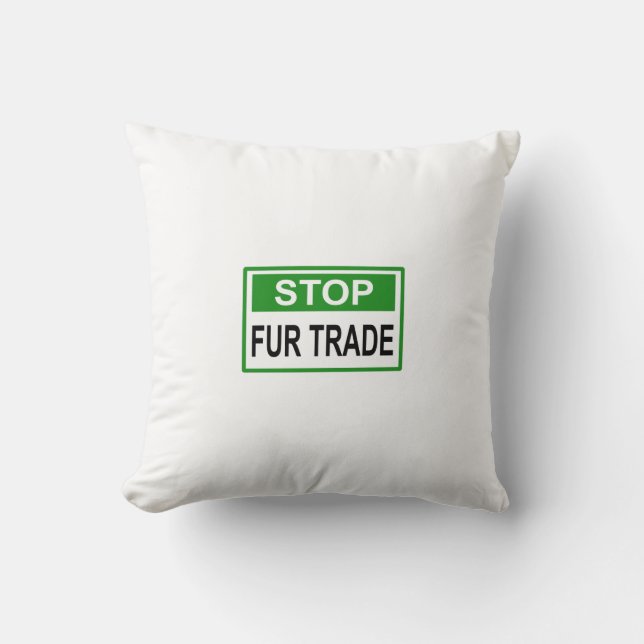 Coussin Panneau commercial Stop Fur vert (Recto)