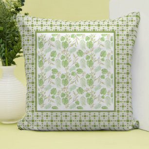Coussin Panneau de Feuilles tropicaux vert rétros