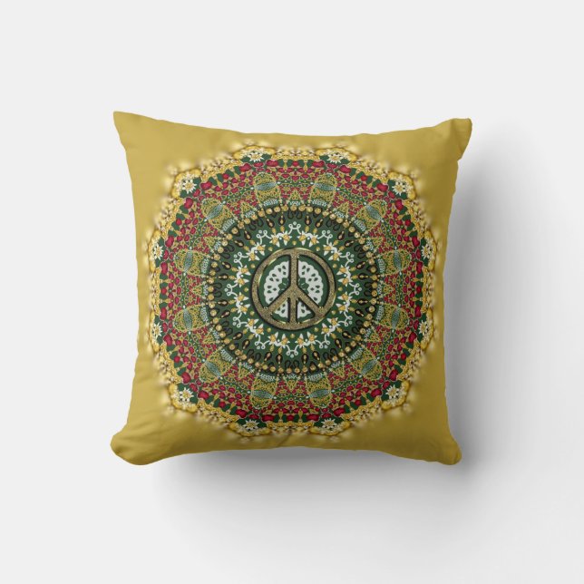 Coussin Panneau de Paix Boho Mandala Boho Buttercup (Recto)
