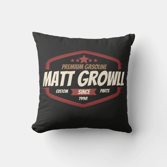 Coussin Panneau d'insigne d'essence vintage (Recto)