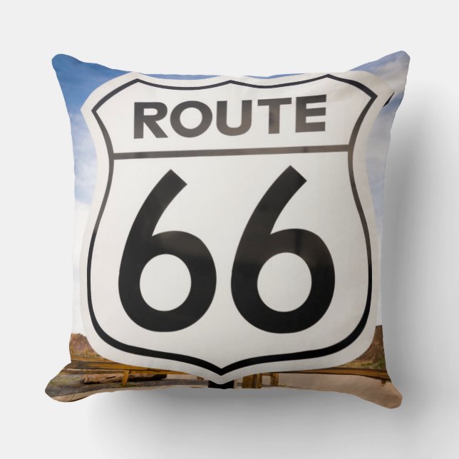 Coussin Panneau routier de l'itinéraire 66, Arizona (Recto)