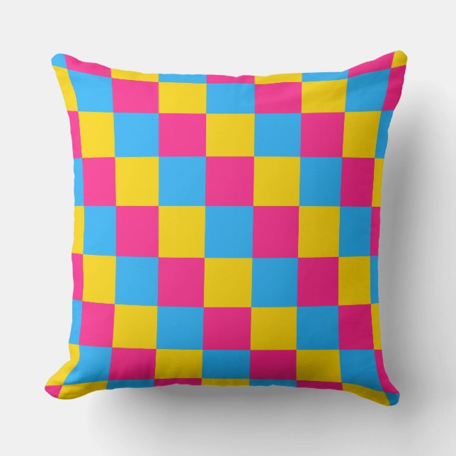 Coussin Pansexuality colors checkered pattern throw pillow (Recto)