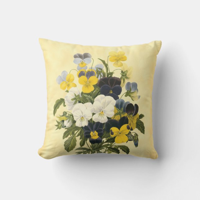 Coussin Pansies et violets Art Vintage (Recto)