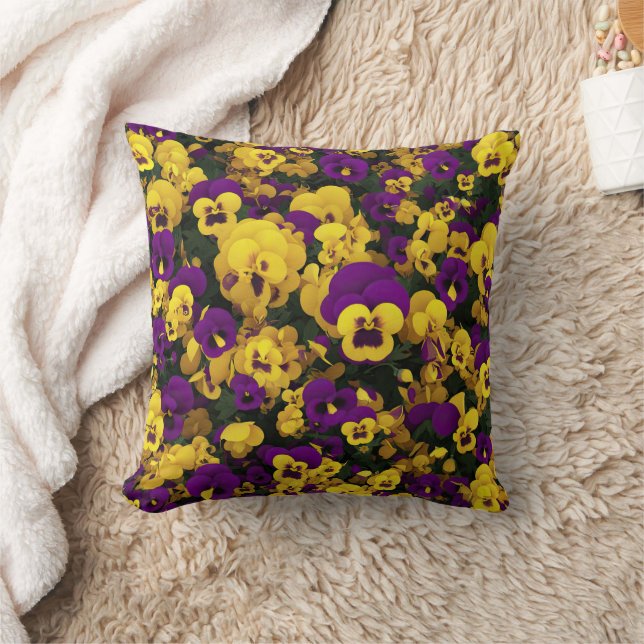 Coussin Pansies jaune et violet (Couverture)
