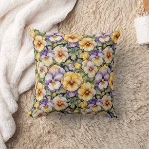 Coussin Pansies Moderne Vintage Floral Jeu d'oreiller