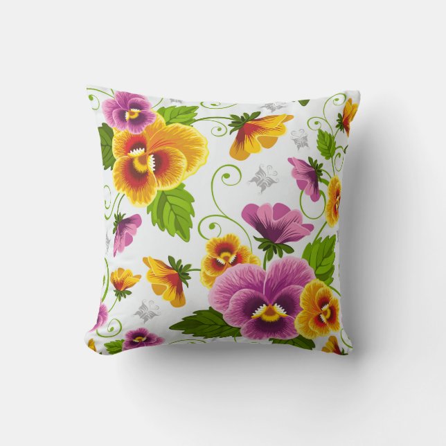 Coussin Pansies vibrantes Lancer l'oreiller (Recto)
