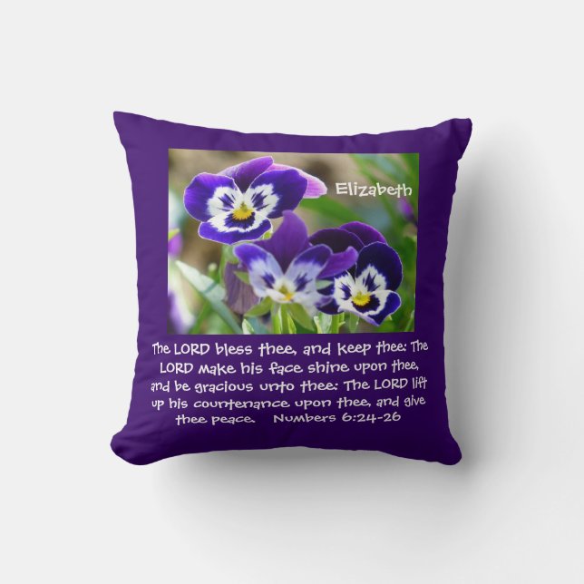 Coussin Pansy Flower & Ecriture Jeu d'oreiller (Recto)