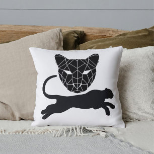 Coussin Panthère noire blanche mignonne sauvage jungle ani