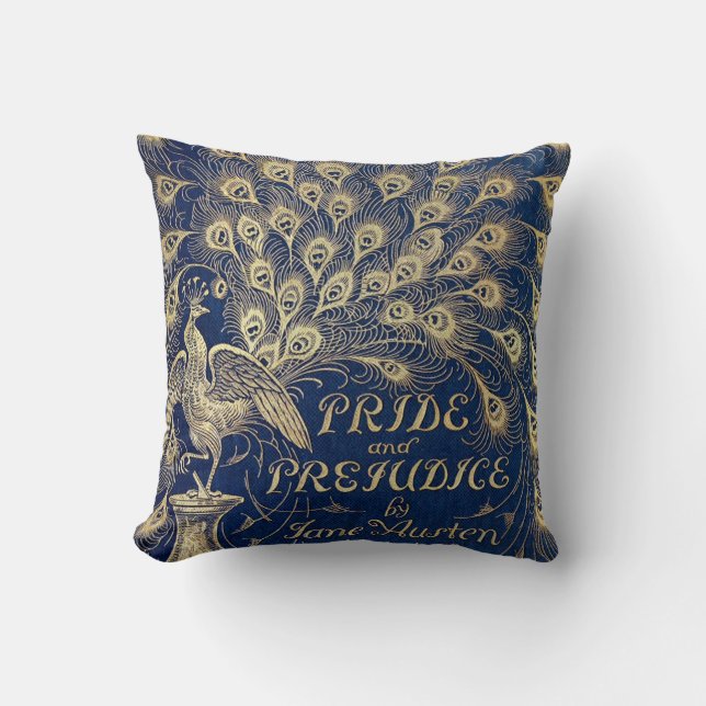 Coussin Paon 1894 de fierté et de préjudice de Jane Austen (Recto)