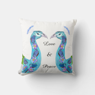 Coussin Paon floral