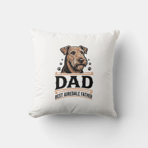 Coussin Papa Airedale Terrier Chemise de père de chien vin