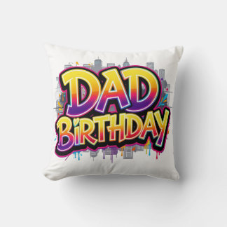 Coussin Papa Anniversaire Ville Arc-en-ciel Graffiti