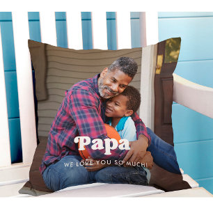 Coussin Papa Boho Text Overlay with Two Photos