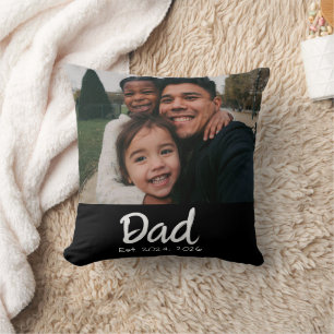 Coussin Papa Établit Photo Écriture Blanche