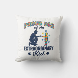 Coussin Papa fier d'un enfant extraordinaire Autisme Vecte