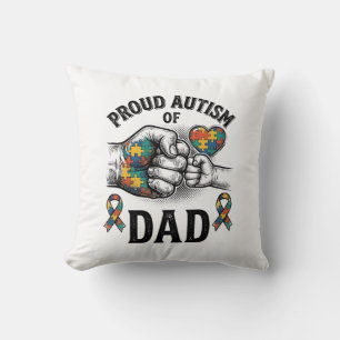 Coussin Papa fièrement autiste Vintage Gravure Chemise de
