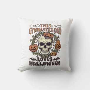 Coussin Papa Gymnastique Aime Halloween Crâne Citrouilles