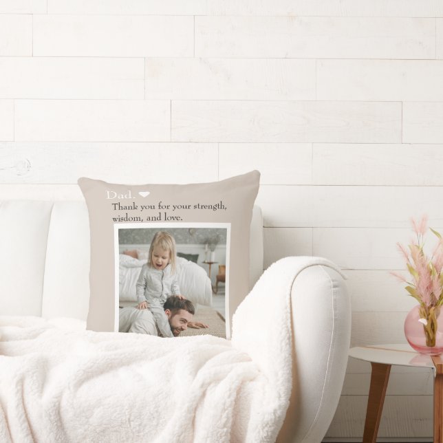 Coussin Papa, Merci Pour - Photo Et Texte Personnalisés | (Canapé)