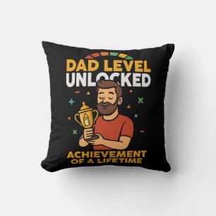 Coussin Papa Niveau Déverrouillé - Drôle cadeau de fête du