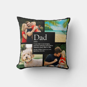 Coussin Papa personnalisé Définition de père 4 Photo Noir