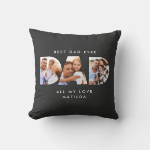Coussin Papa photo typographie moderne cadeau enfant