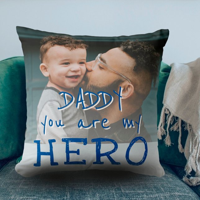 Coussin Papa, tu es mon héros Père Famille Photo (Créateur téléchargé)