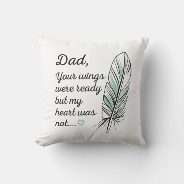 Coussin Papa Wings Était Prêt Par Mon Coeur Pas Mémorial (Recto)