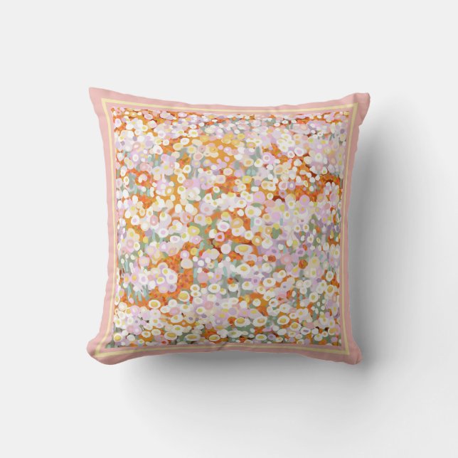 Coussin Papier à fleurs fraises (Recto)