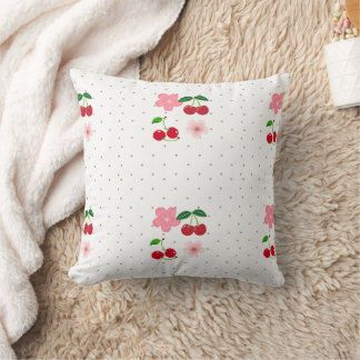 Coussin Papier cadeau à motif mignon de cerise et de fleur