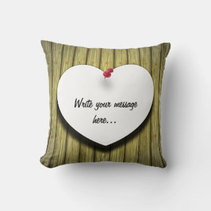Coussin Papier Coeur manuscrit Script rustique